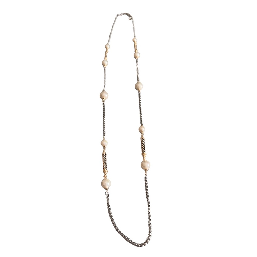 NEW Women’s Silver-Gold Elegant Necklace With Pearl